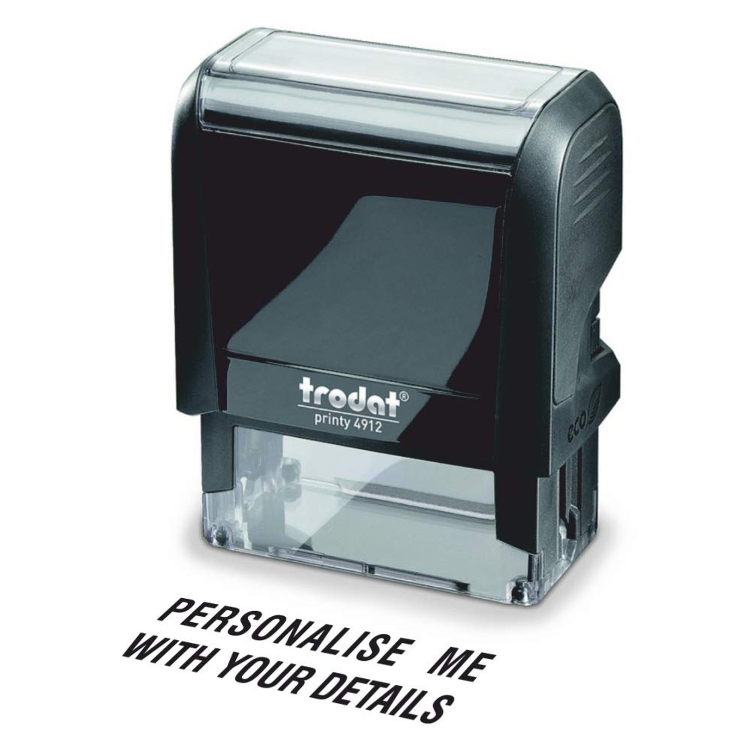Trodat Printy 4912 Custom Self-Inking Stamp – Personalised Text Stamp, Up to 4 Lines, 45 x 17 mm | Eco-Friendly, Portable & Refillable | Replacement Ink Pads Available