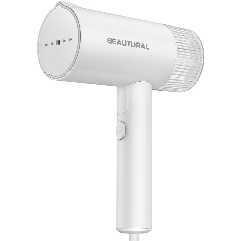 BEAUTURAL Clothes Steamer, Foldable Handheld Clothing Wrinkles Remover for Garments, Portable Mini Fabric Steam Iron for Home and Travel (White)