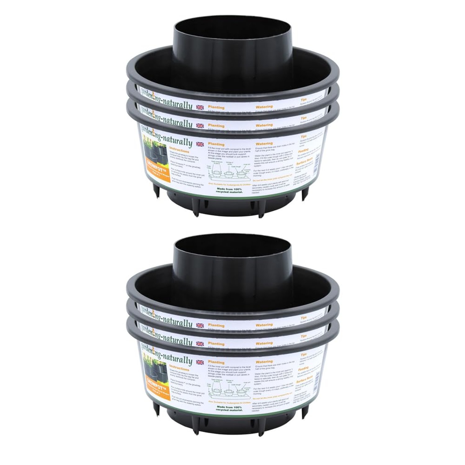 Gardening Naturally Tomato Grow Pots Self Watering and Feeding Pots for Tomatoes Use in Growbags or Soil Growbags Perfect for Homegrown Tomatoes Black (Pack of 6)