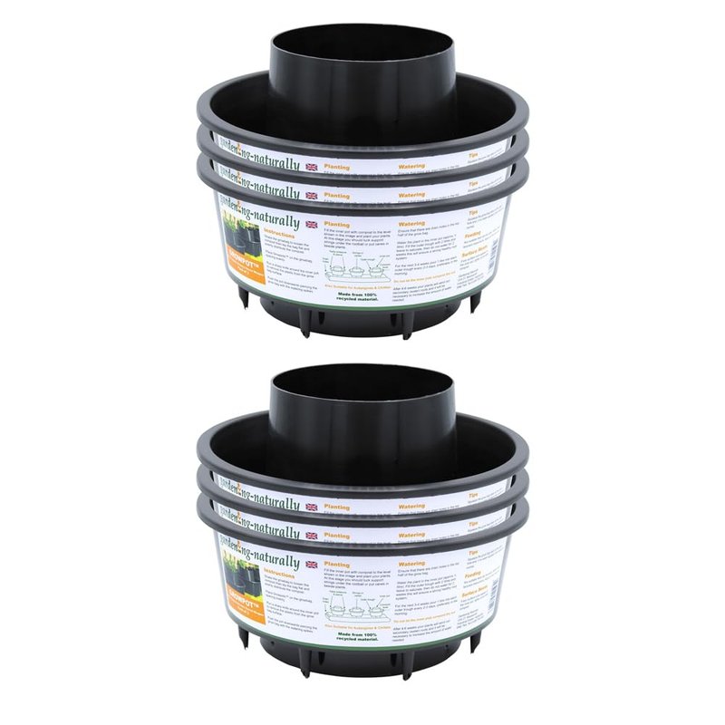 Gardening Naturally Tomato Grow Pots Self Watering and Feeding Pots for Tomatoes Use in Growbags or Soil Growbags Perfect for Homegrown Tomatoes Black (Pack of 6)
