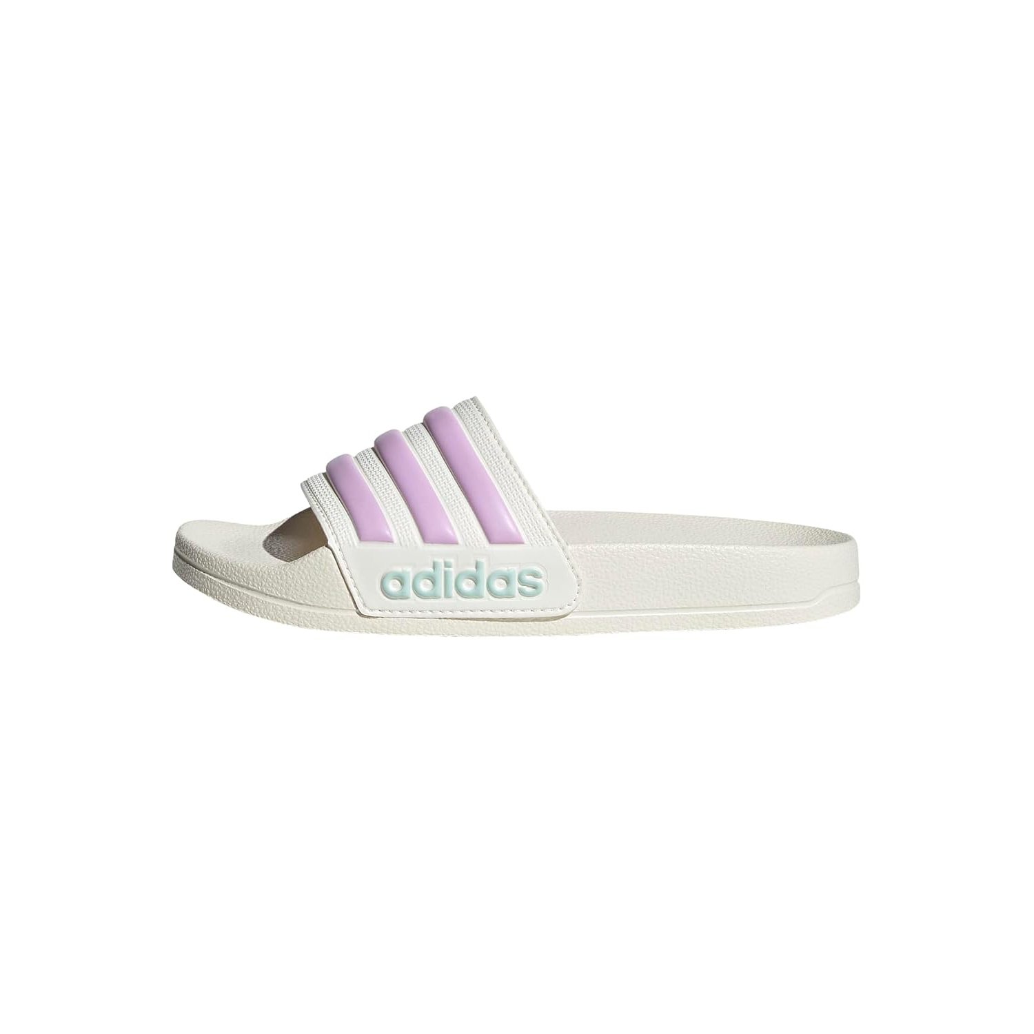 adidas Adilette Shower Sportswear Slide Unisex Child Sandal, Off White Bliss Lilac Halo Mint, 3 Little Kid