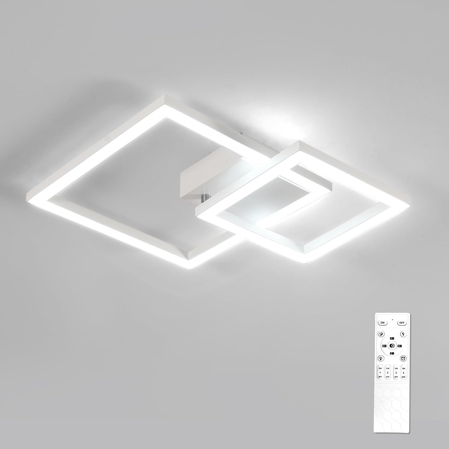 Osairous LED Ceiling Lights Dimmable, 34W Ceiling Light with Remote Control, 350° Rotatable Square Ceiling Lamp LED 3000K-6500K for Living Room,Bedroom, Kitchen, White 51CM