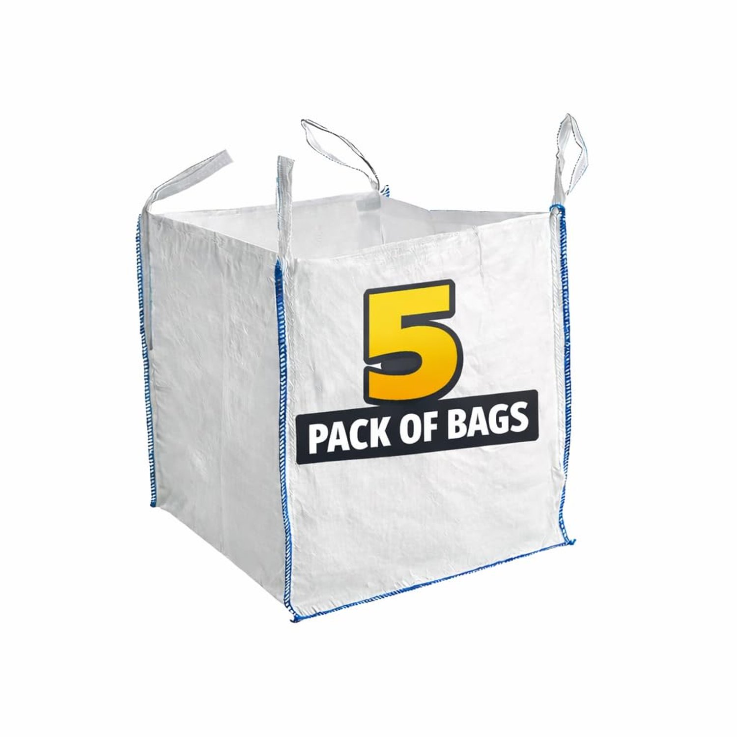 5 x 1 tonne bags Builders 1 Tonne Builders Bags – Heavy Duty Bulk FIBC Bags for Garden Waste, Sand, Aggregate, Construction & Storage – White Jumbo Dumpy Bags 85x85x85cm with Lifting Loops