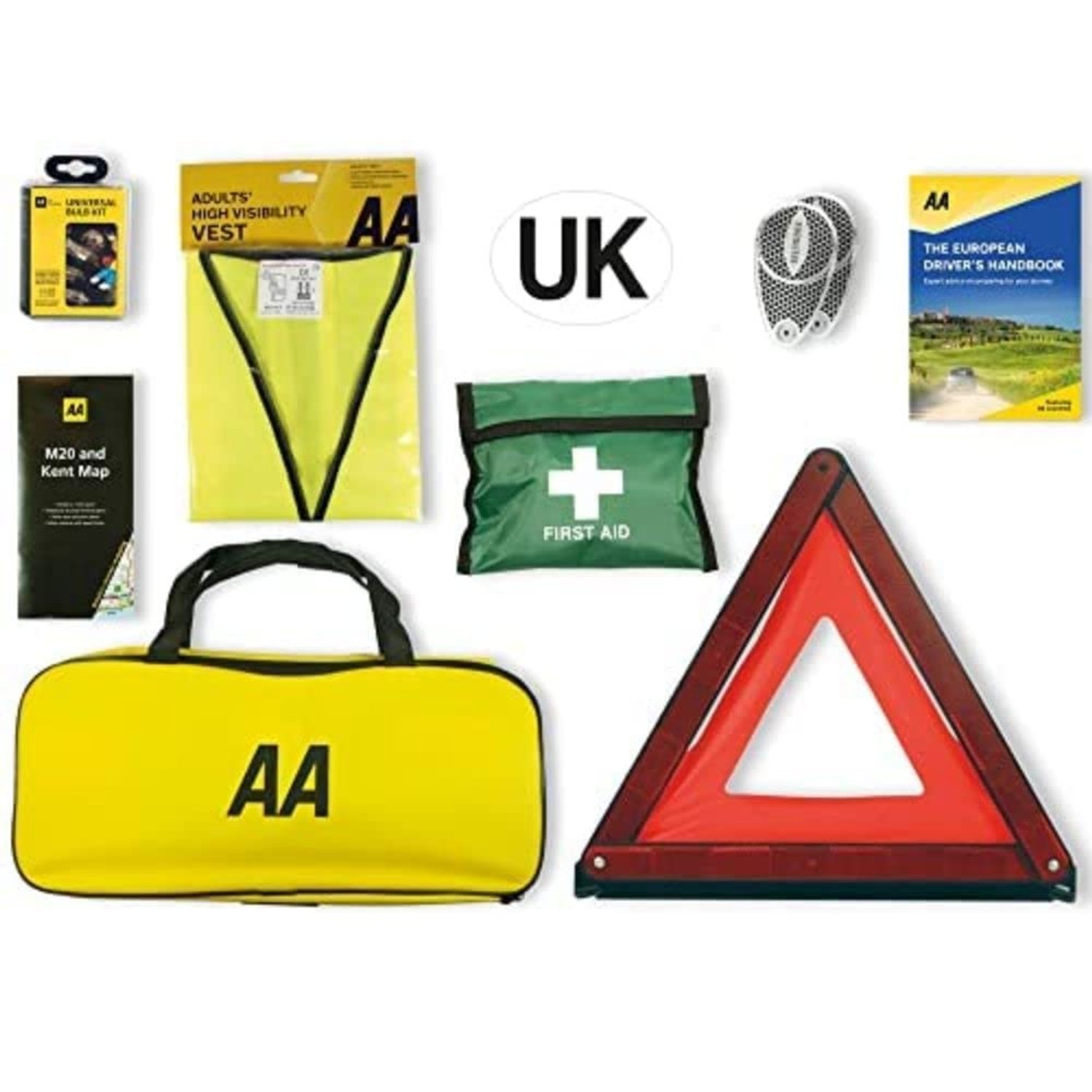 AA Euro Travel Kit AA6318 for Driving in Europe Zipped Storage Bag UK Identifier