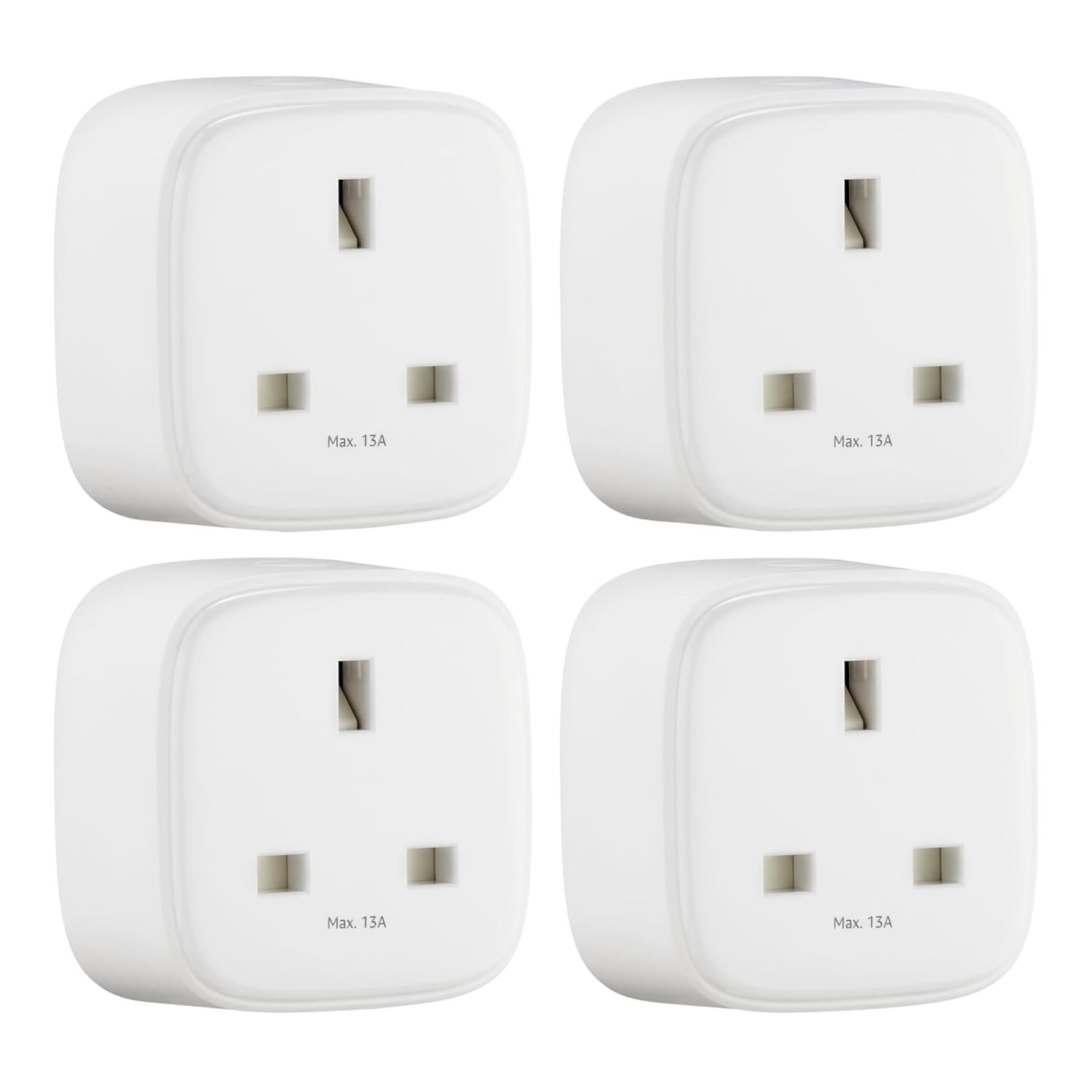 Amazon Basics Single Outlet Indoor Wi-Fi Smart Plug, works with Alexa only, 4 Pack, White, UK