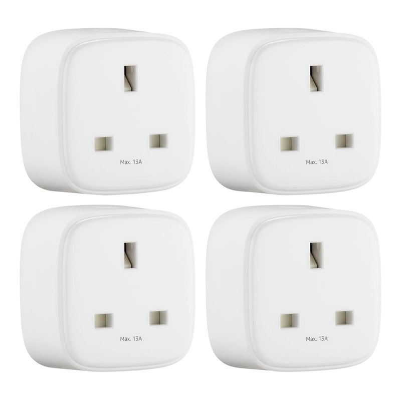 Amazon Basics Single Outlet Indoor Wi-Fi Smart Plug, works with Alexa only, 4 Pack, White, UK