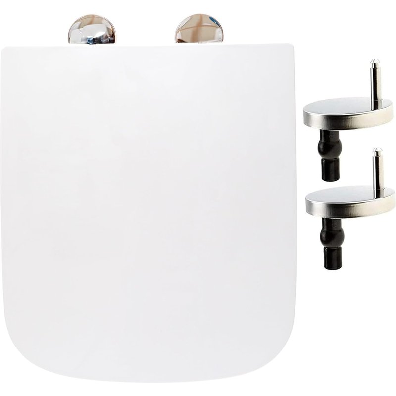 Square Toilet Seat Soft Close Toilet Seat Mute Seat Cover Quick Release Loo Seat Easy Cleaning Easy Installation with Top Fixing & Adjustable Hinges 42L x 36W cm Plastic AAN®