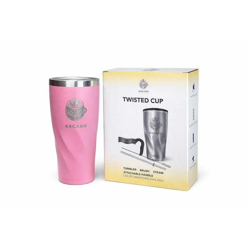 BACABO Premium Thermal Tumbler with Handle and Straw, 304 Stainless Steel, 500ML, Double Wall Vacuum Insulated