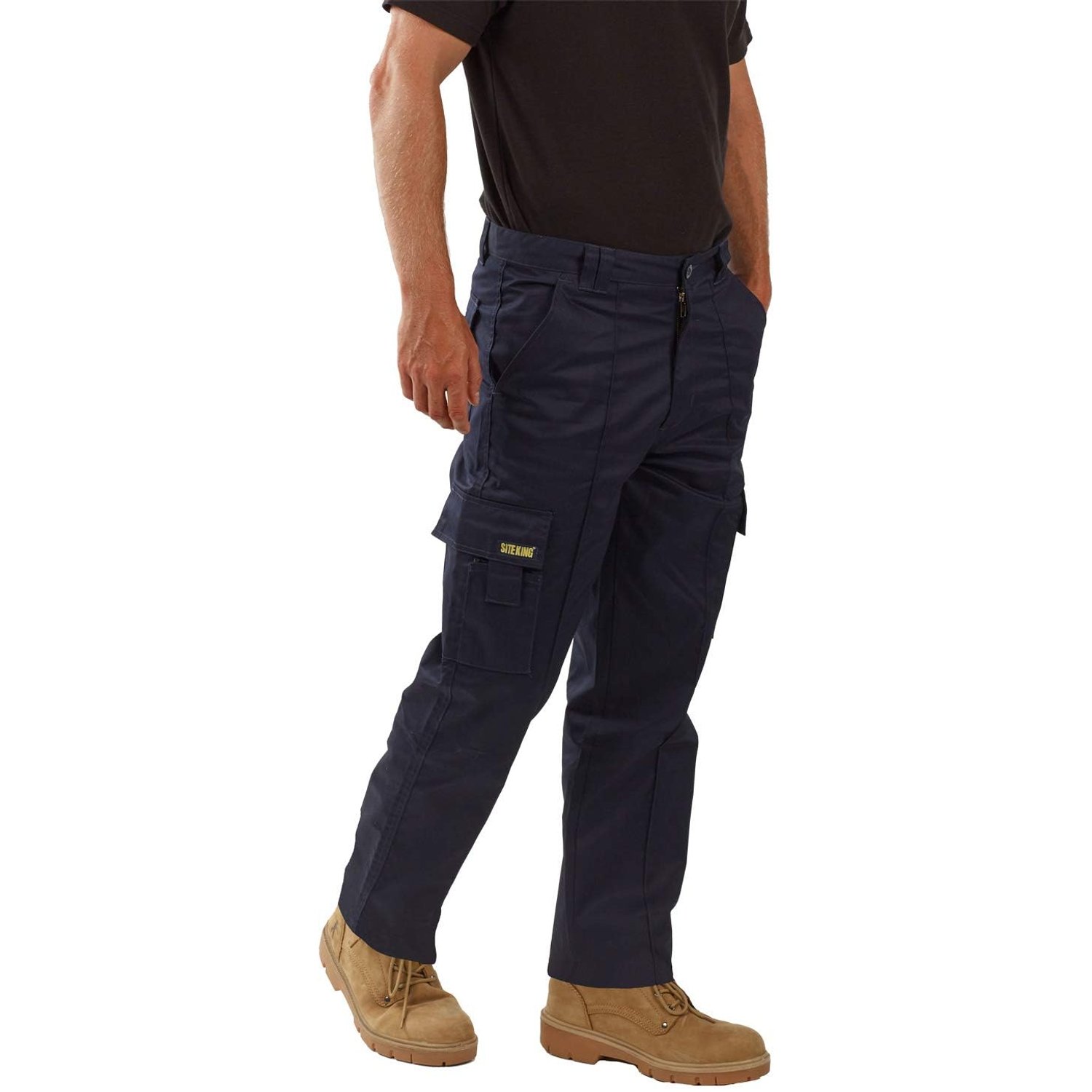 SITE KING Mens Cargo Combat Work Trousers Sizes 28 to 56 with Button & Zip Fly (34 Waist / 31) Navy