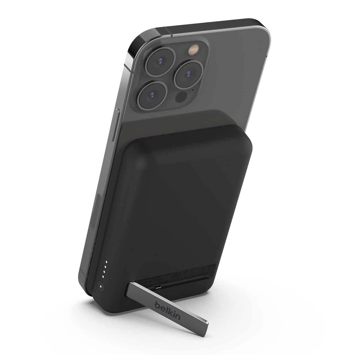 Belkin 5000mAh Magnetic Wireless Power Bank, Portable Charger Compatible with MagSafe, Battery Pack with 7.5W Output, 10W Input and Kickstand, Compatible with iPhone 16, 15, 14, 13, 12 Series - Black