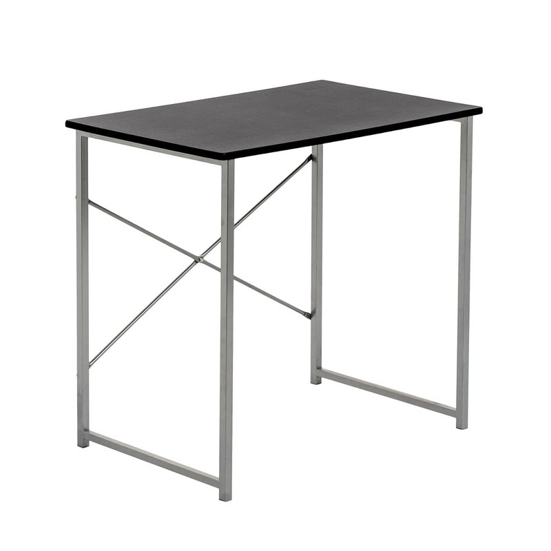 Harbour Housewares Industrial Wooden Desk - 80cm - Black - PC Computer Workstation Contemporary Laptop Durable Tubular Steel Compact Wooden Office Desk for Study