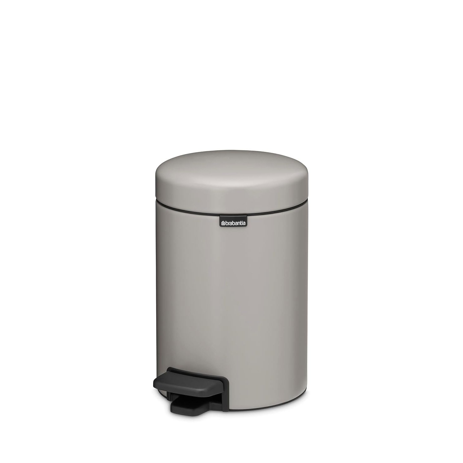 Brabantia NewIcon Pedal Bin 3L - Small Waste Bin for Bathroom or Toilet - Soft Closing Lid - Light Pedal Operation - with Removable Inner Bucket - Non-Slip Base - Soft Grey - 17 x 24 x 26 cm