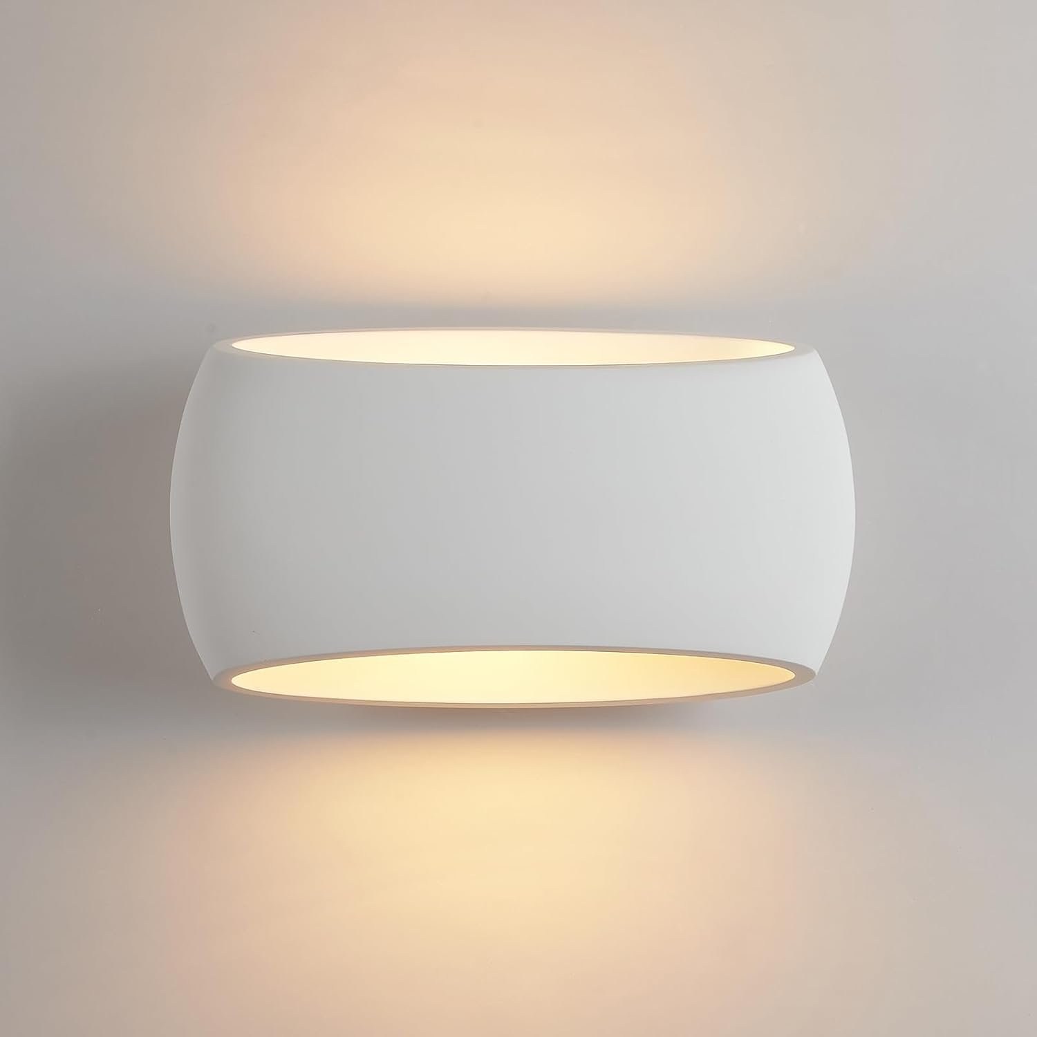 Harper Living Wall Lights, Modern Large Plaster Wall Wash Lighting, 40W E27 ES, Indoor Wall Sconce Lamp with Ceramic Shade, Wall Mounted Light for Bedroom, Living Room, Hallway-Length 30CM