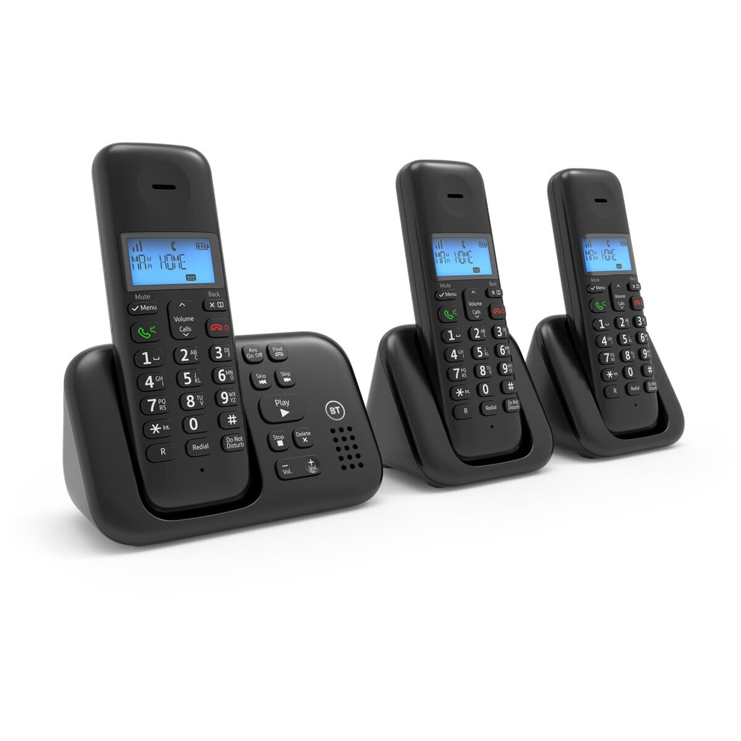 BT 3960 Cordless Landline House Phone, Home Phone, Nuisance Call Blocker, Do Not Disturb button, Answer Machine, Trio Handset Pack
