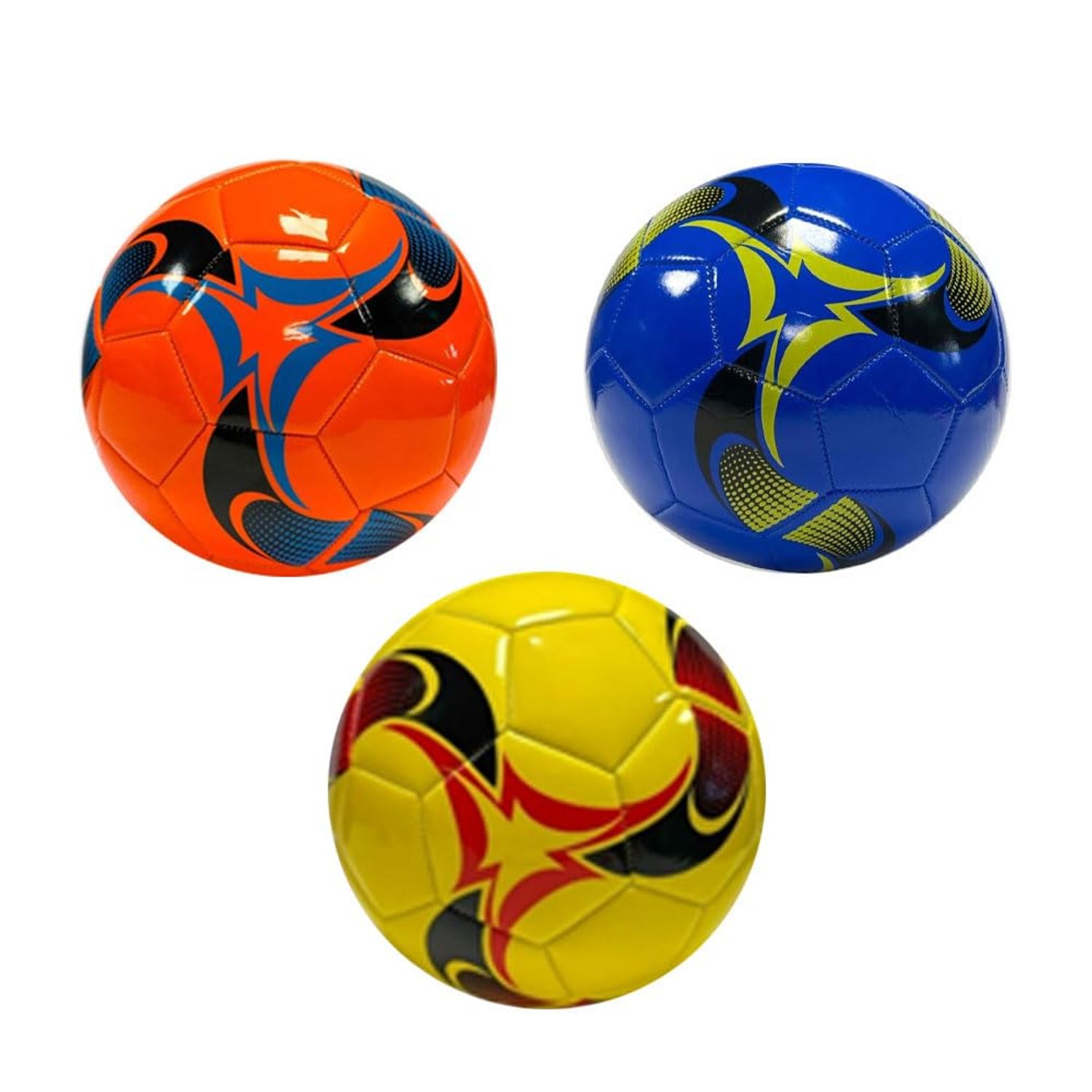 OnlineStreet Size 5 Soccer Ball for Adults Teenagers Kids Training Football Size 5 in Assorted Colors and Designs - Lightweight Footballs (Soccer Swirl Ball, Pack of 3)