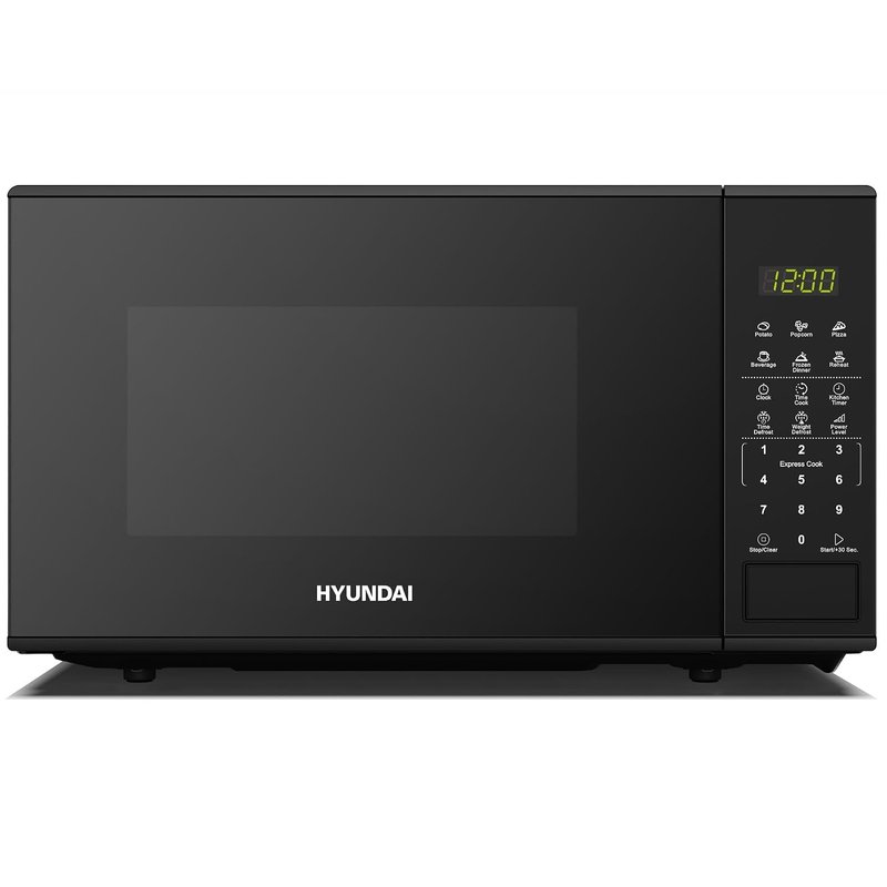 Hyundai 800W 20L Black Digital Microwave, Stainless Steel Interior, 11 Power Levels, Automatic Defrost, 6 Auto Cook Modes, Clock and Timer, Digital Controls, Easy Clean & Child Lock