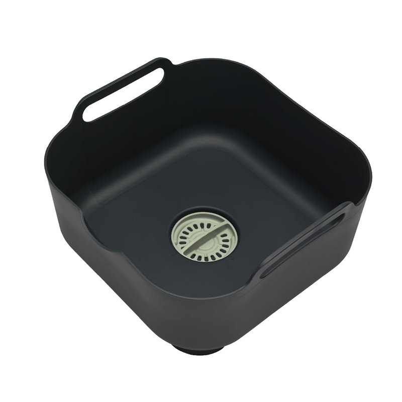 ReBorn - Recycled Washing Up Bowl - Kitchen Dish Wash & Drain - Large Carry Handles - Integrated Plug - Useful Pour Spout - 9 Litres Capacity - Made in Britain (Sage Green & Charcoal Grey)