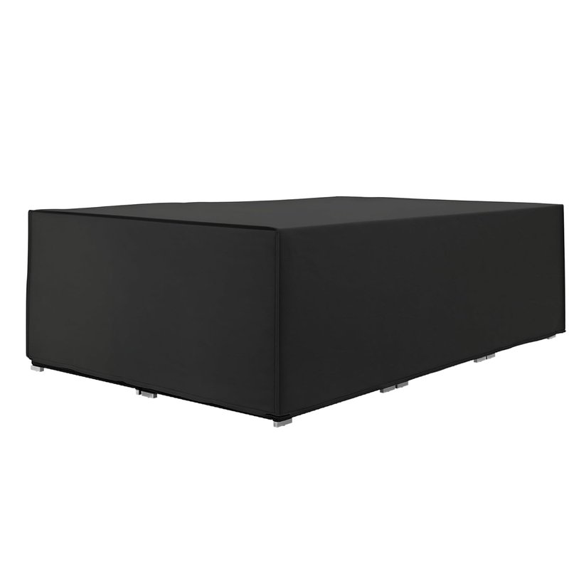 Outsunny Garden Furniture Cover, Oxford Fabric Outdoor Rectangular Rattan Furniture Cover with PE Coating, Waterproof, Windproof, Anti-UV, 222 x 155 x 67cm, Black