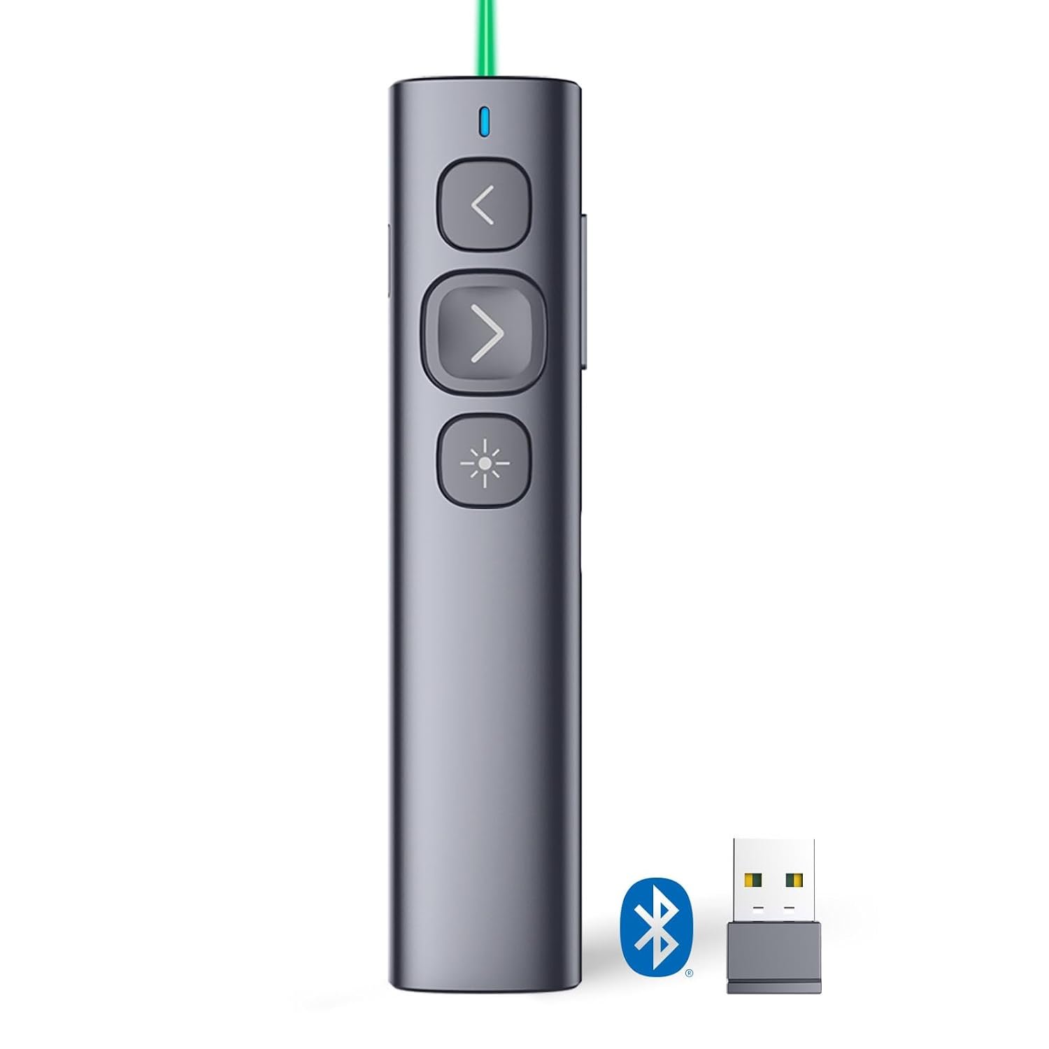 Norwii N95 Bluetooth Presentation Clicker with USB-A Receiver, PowerPoint Clicker for Presentation Remote, Rechargeable Wireless Presenter Pointer, Slide Advancer for PC/Laptop/e-Book(Green,BLE&USB-A)