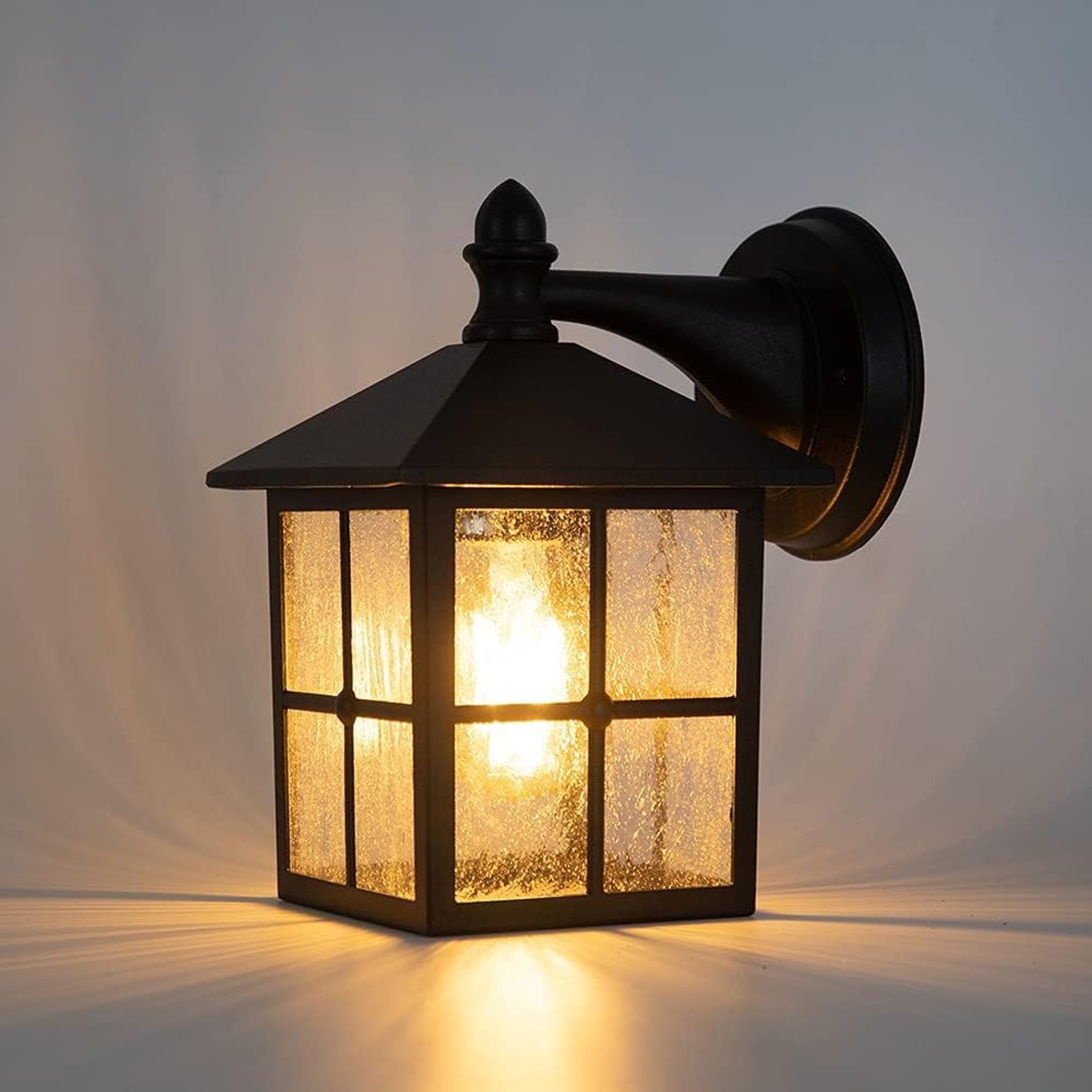 LUTEC Vintage Outdoor Wall Lights Black Wall Mount Lantern Light Waterproof Aluminium Rustic Garden Decorative Lamp for Porch Balcony Patio and Garage