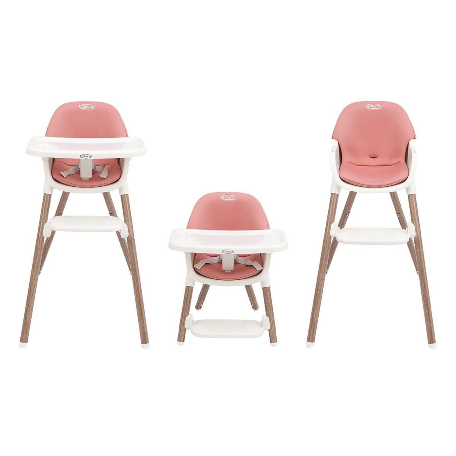 Graco Presti 3-in-1 Highchair (6 Months to Approx. 27.3kg/6 Years), Lightweight at 4.75kg, Compact fold, Easily Portable, 3 Different Modes for Longevity, Dusty Rose Fashion