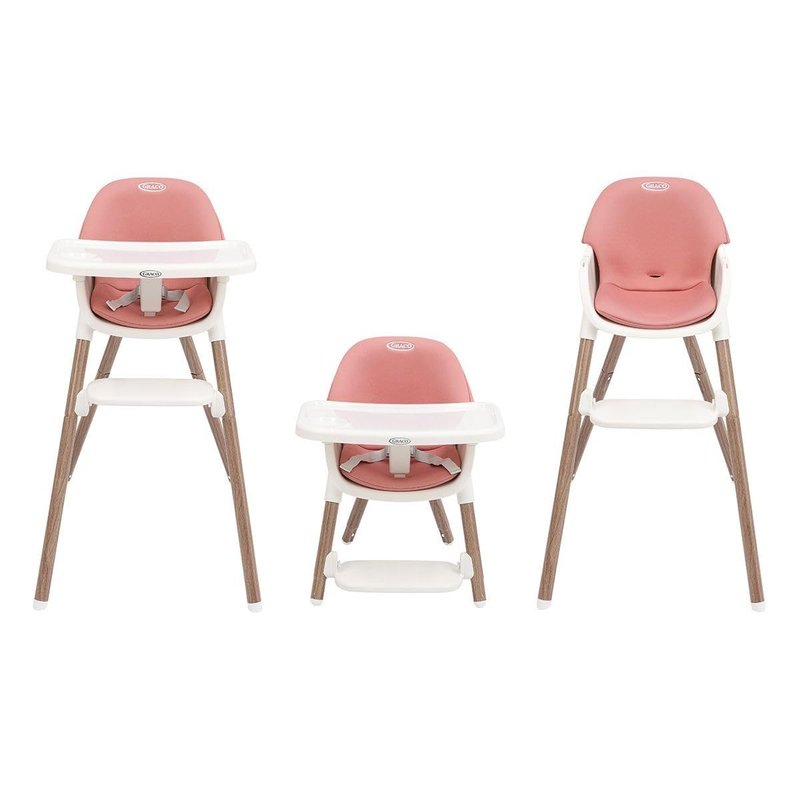 Graco Presti 3-in-1 Highchair (6 Months to Approx. 27.3kg/6 Years), Lightweight at 4.75kg, Compact fold, Easily Portable, 3 Different Modes for Longevity, Dusty Rose Fashion