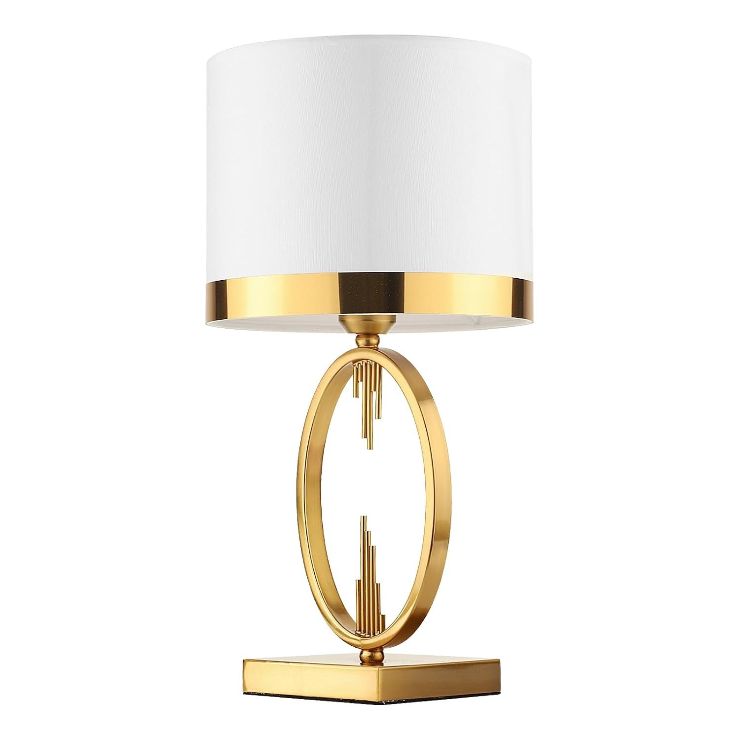 HvKvHvY Table Lamp Modern Light Luxury, E27 Nightstand Lamps for Living Room, White Fabric Lampshade Desk Lamp Gold Metal Base Bedside Lamp, 49 X 25 Cm Bedroom Reading Lamp