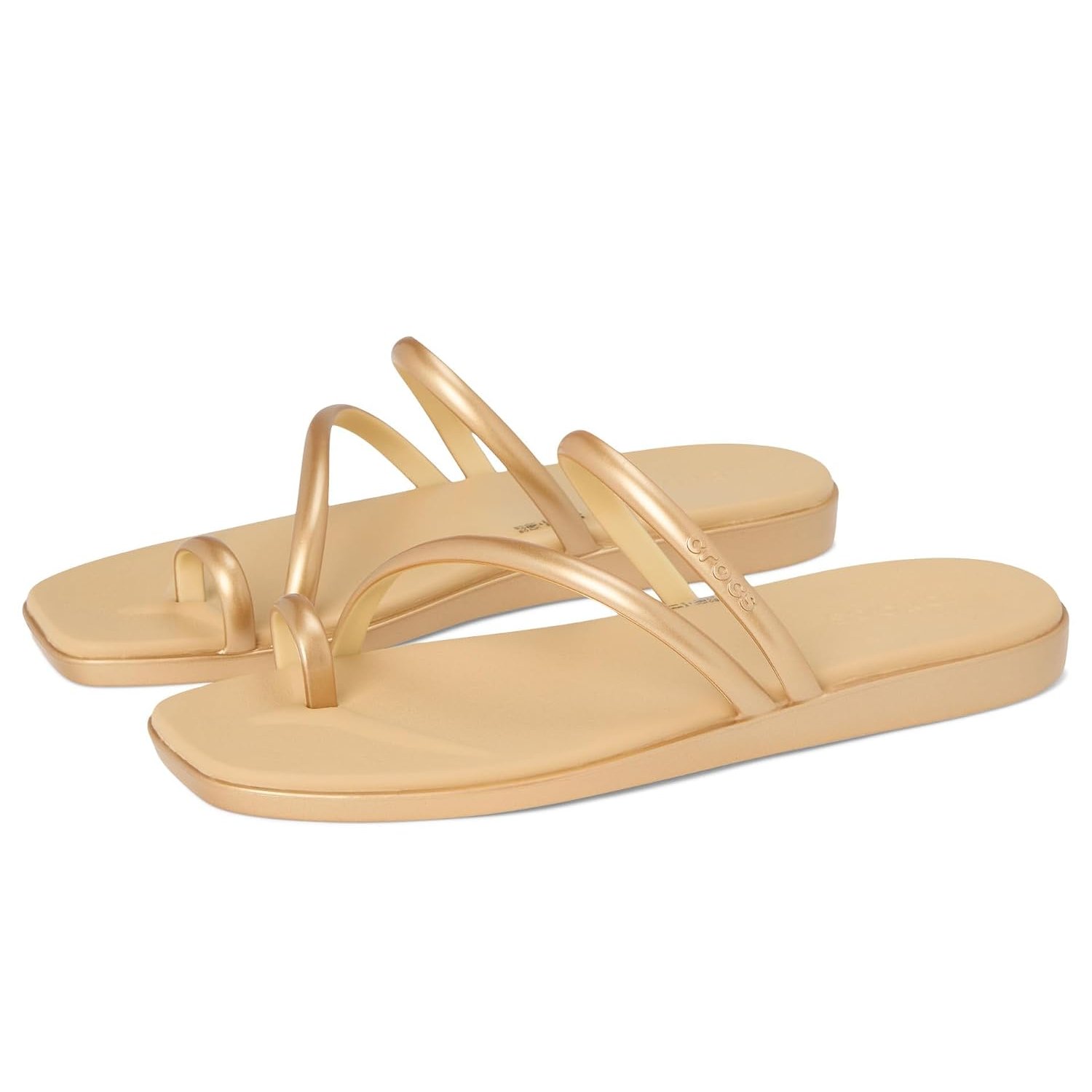 Crocs Women's Miami Toe Loop Sandal Flat, Metallic Gold, 9