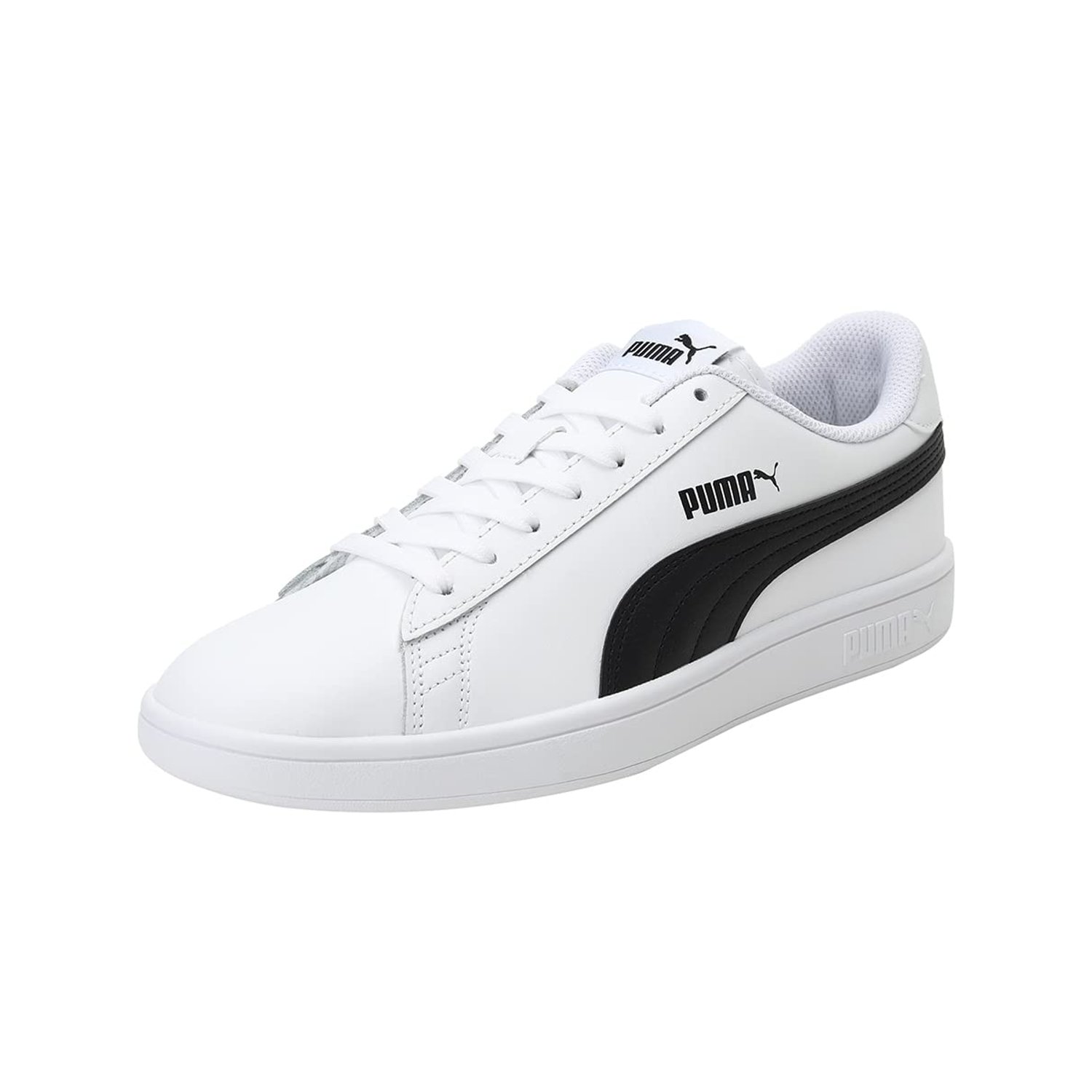 PUMA Unisex Smash V2 L Low-top Sneakers, White Black, 5 UK