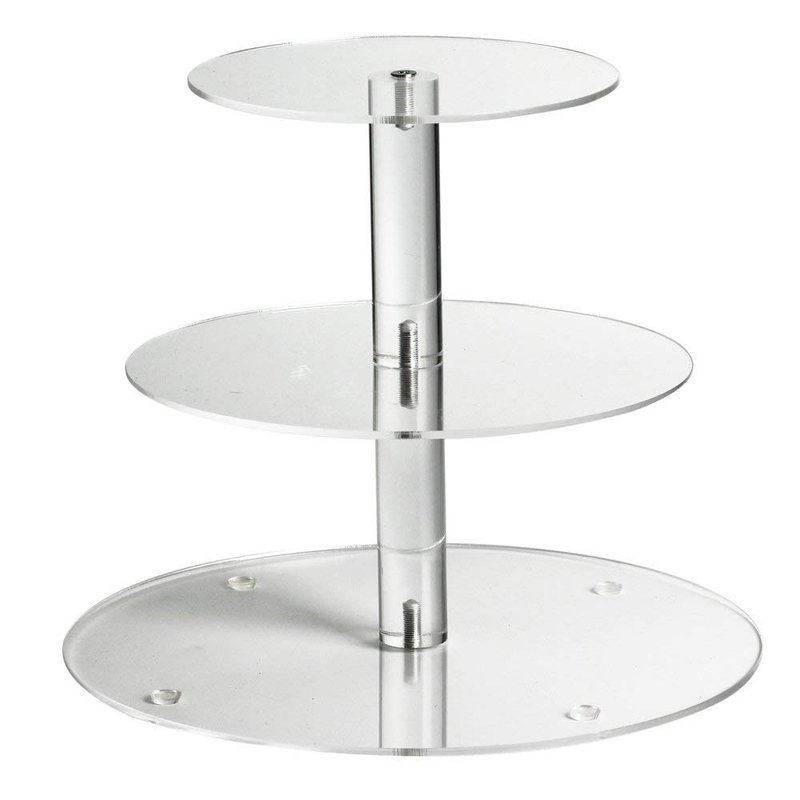 weddingwish Acrylic Cupcake Stand - Clear Tabletop Serveware - 1 Unit/Box 3 Tier Round Colourless