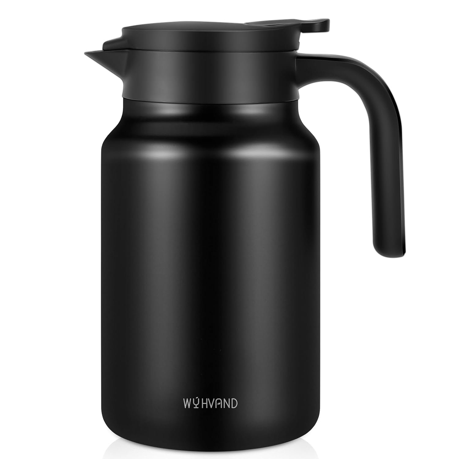 WYHVAND 1.5L Thermal Coffee Jug, Double Walled Stainless Steel Vacuum Insulated Coffee Carafe/Flask, Leakproof Lid, for Tea & Hot/Cold Drinks, Black