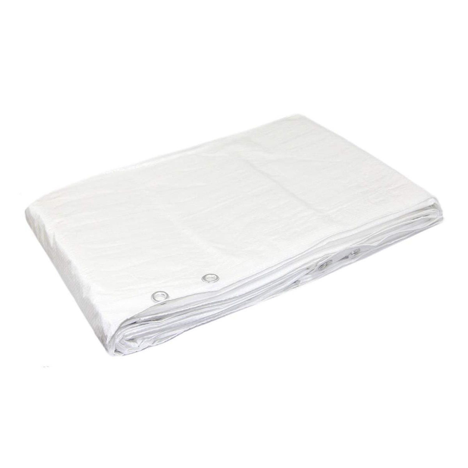 6 x 10 m White Tarpaulin Waterproof Heavy Duty Tarp Sheet Cover, Groundsheet - Waterproof, Weatherproof, Frost-Resistant, UV Protection, Universal, Multipurpose, Reinforced Eyelets