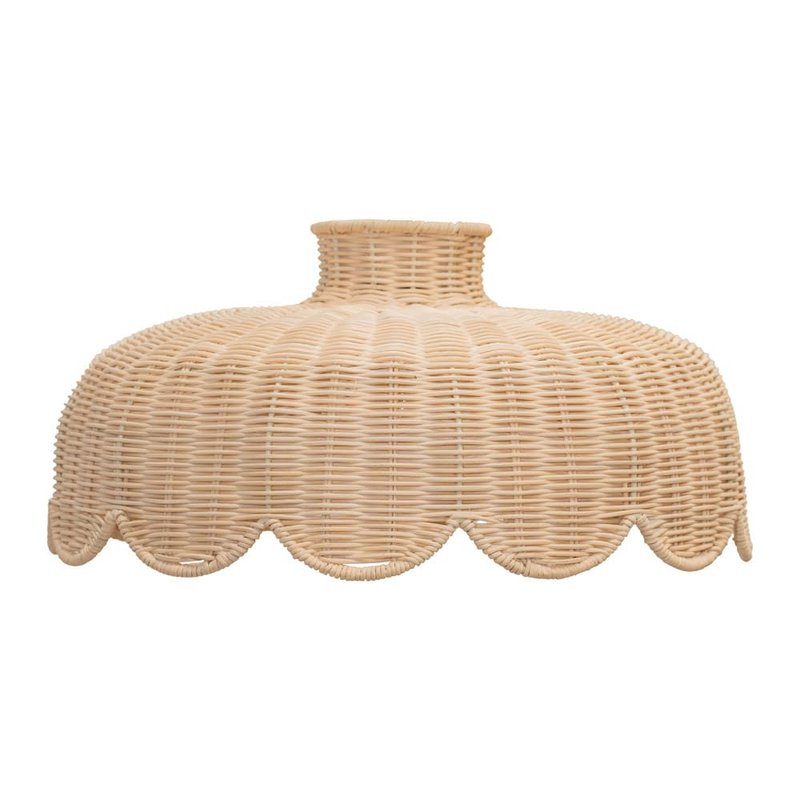 ValueLights | Rattan Wicker Scallop Lampshade Easy Fit Ceiling Light Shade for Bedroom Living Room LED Bulb Included | Shades & Home Improvements Essential | 38cm Shade Width