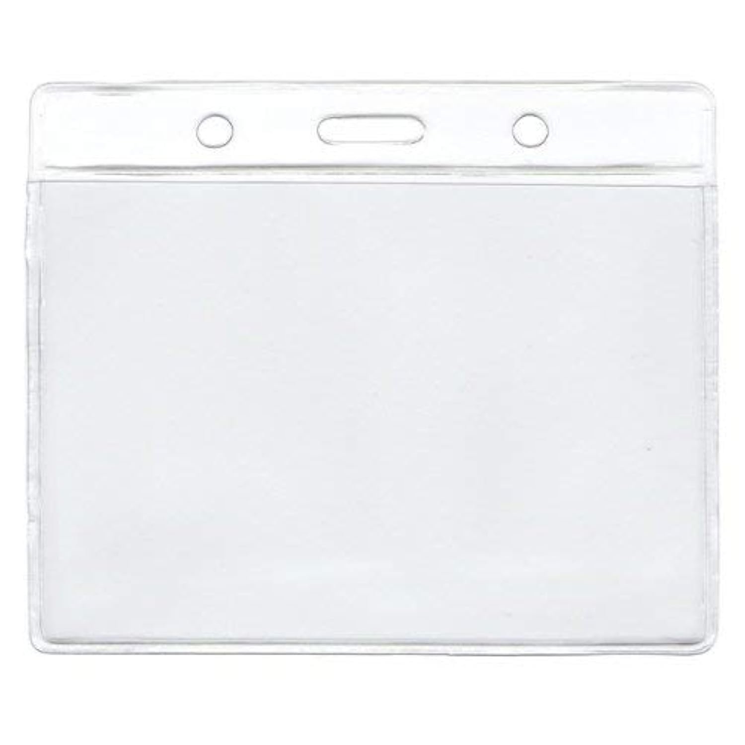 CKB Ltd 50x Conference Extra Large Horizontal Clear ID Badge Card Plastic Pocket Holder Pouchs 118mm x 110mm / Holds a Card 115mm x 95mm