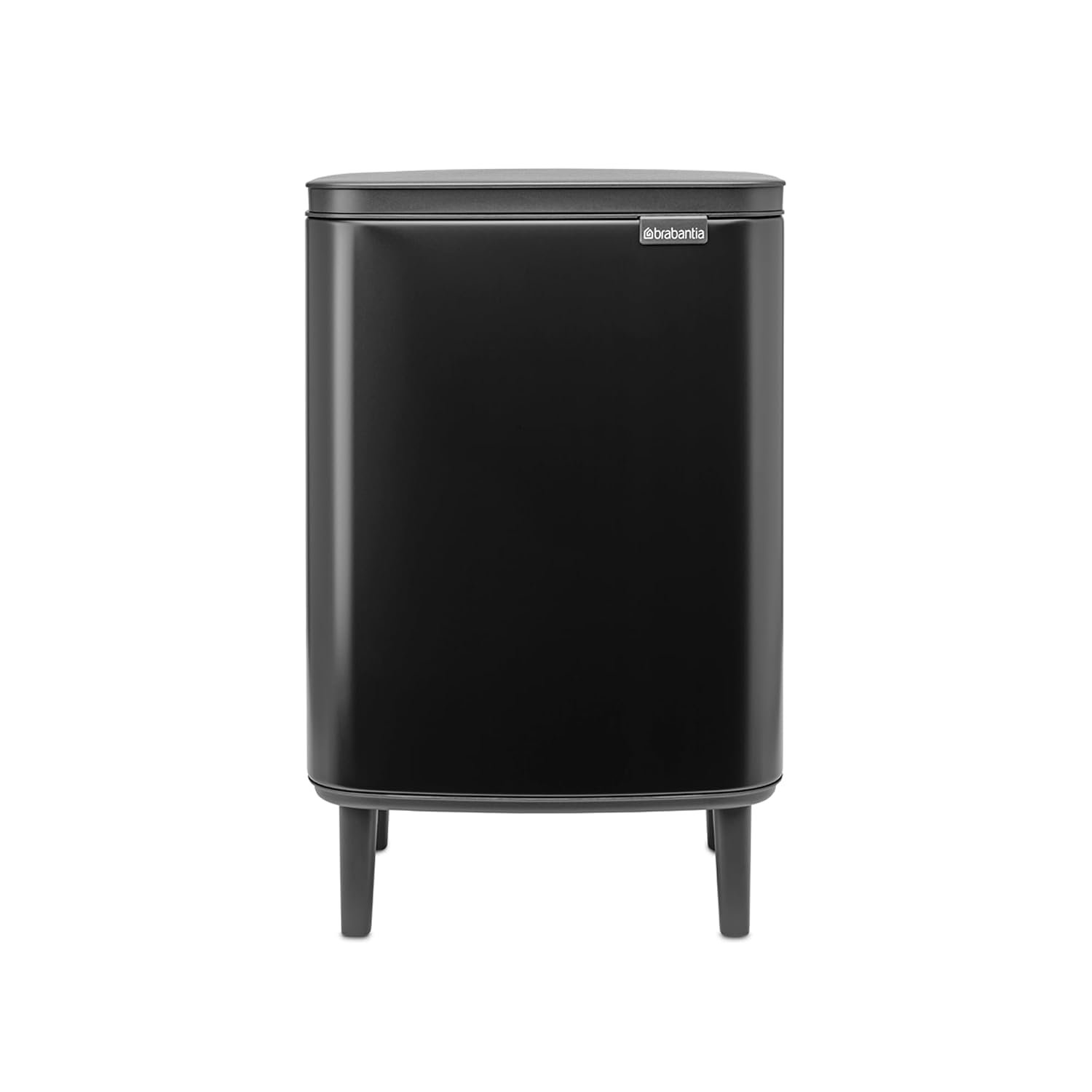 Brabantia - Bo Waste Bin Hi 12L with Soft Close Lid, Removable Inner Bucket, and Transport Grip – Ideal for Bathroom, Bedroom, and Home Office – Matt Black