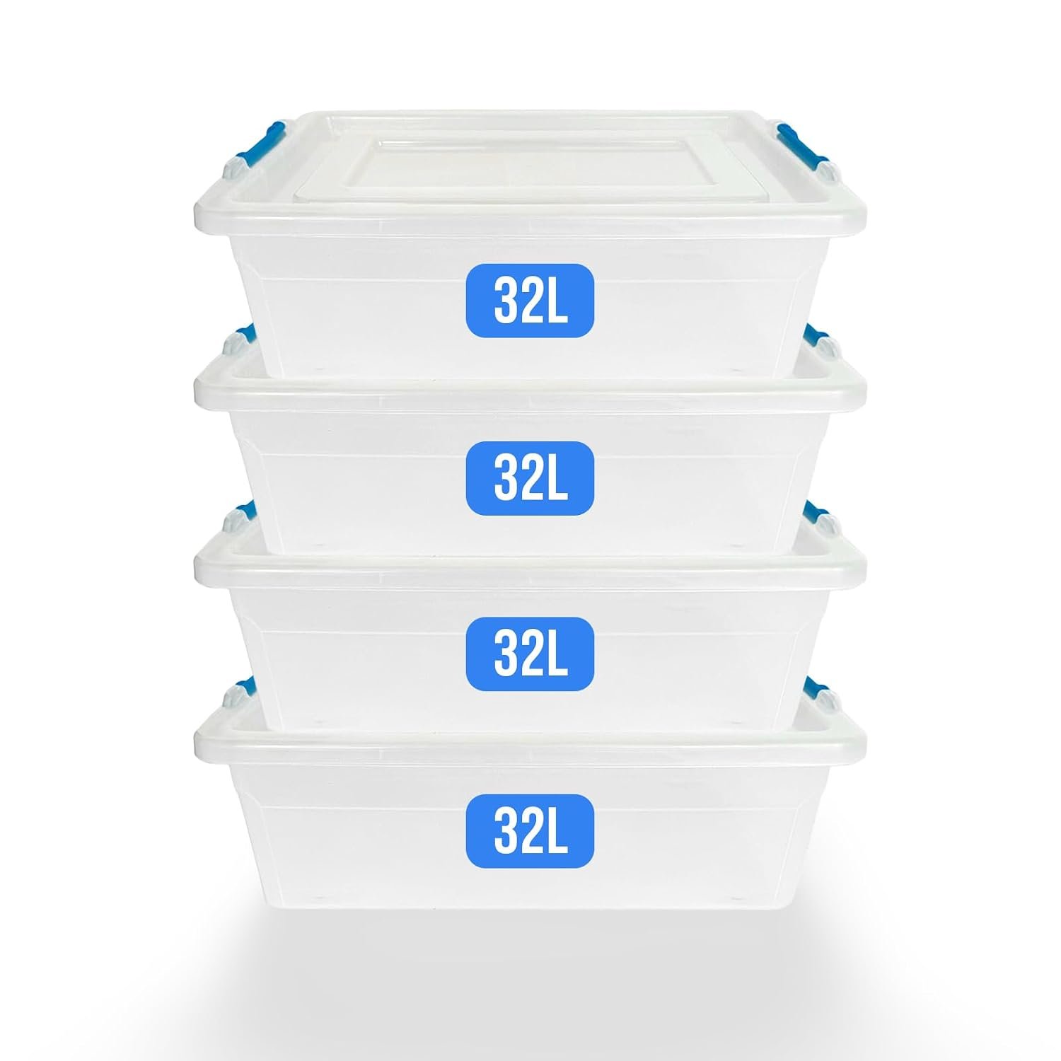 KAPCO Stackable Plastic Storage Boxes 3 x 80L with Clip Lock Lids | Large Clear Containers for Garage, Kitchen, Home, Loft & Office | Durable Modular Bins for Moving, Organising | BPA Free – 80 Litre