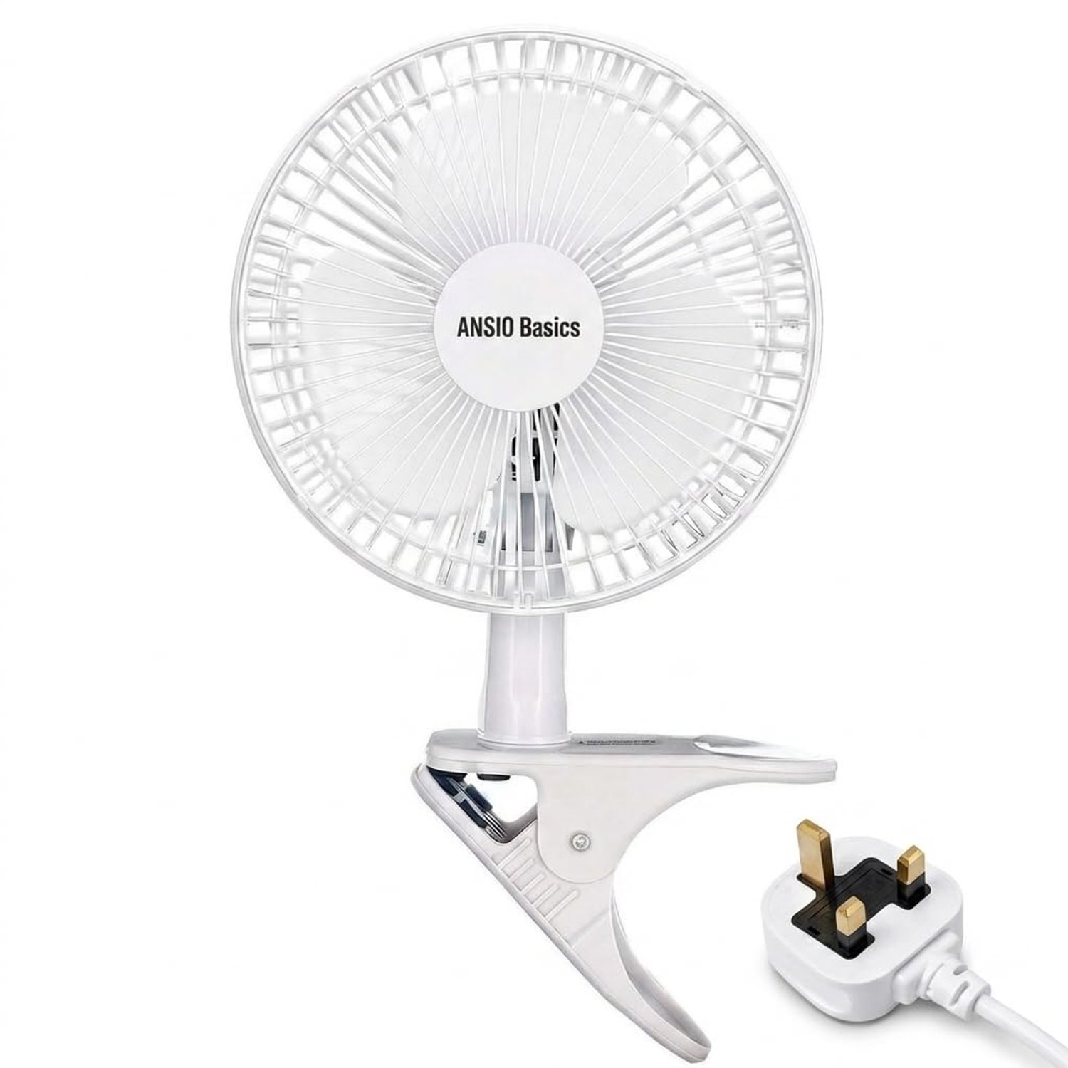 ANSIO® 6 Inch Clip On Fan – Mini Desk Fan with Clamp, Plug in Portable Fan with 2 Speed Settings, 360° Rotatable Head & 45° Tilt Adjustment, Clip Fan for Bed, Desk & Office - White