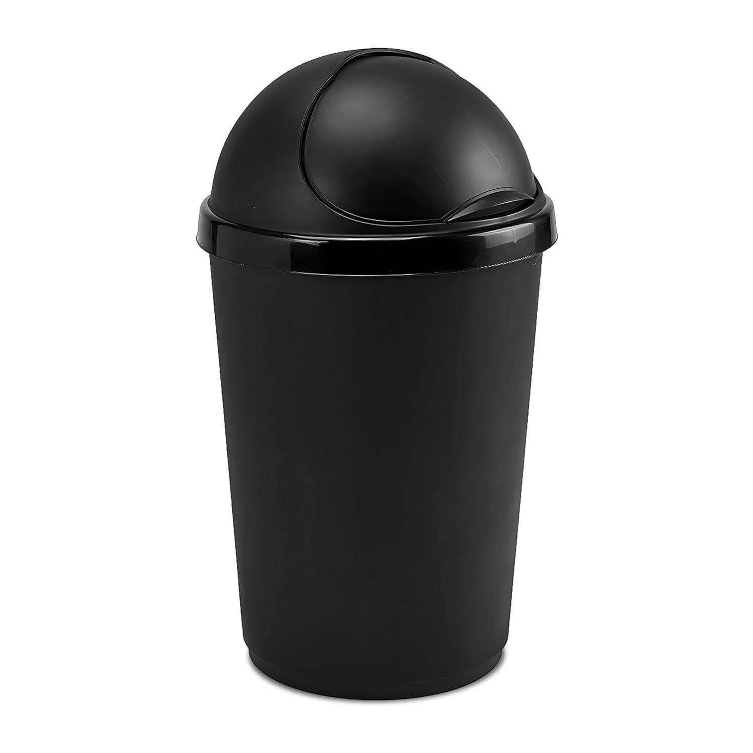 VR7 25L BLACK Kitchen Bullet Bin, Rubbish Bin with Large Opening Flap, Plastic Bin, Ideal Dustbin for Home, Bedroom, and Office Use, Plastic Kitchen Bin, Waste paper Bin, Indoor Trash Basket