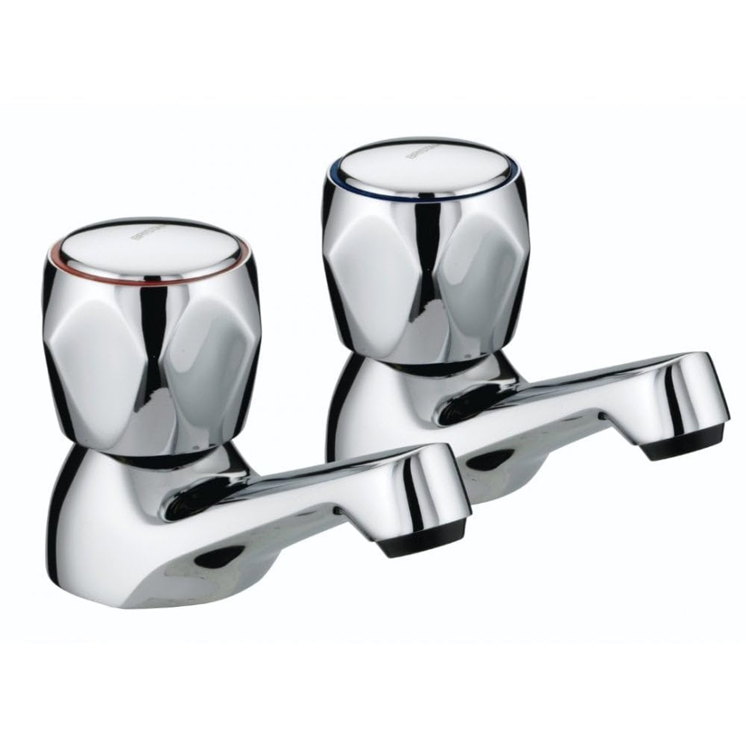 Bristan Club Basin Taps Chrome Plated With Metal Heads, Basin Pillar