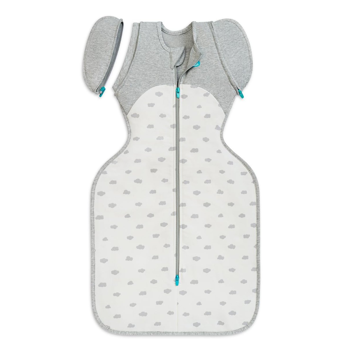 Love To Dream Swaddle Up Transition Bag, Large 8.5-11 kg - White Mini Cloud | Snug Fit with Patented Zip-Off Wings | 1.5 Tog Ideal for All-Year Use (18–22°C) | Machine Washable & Double Zip