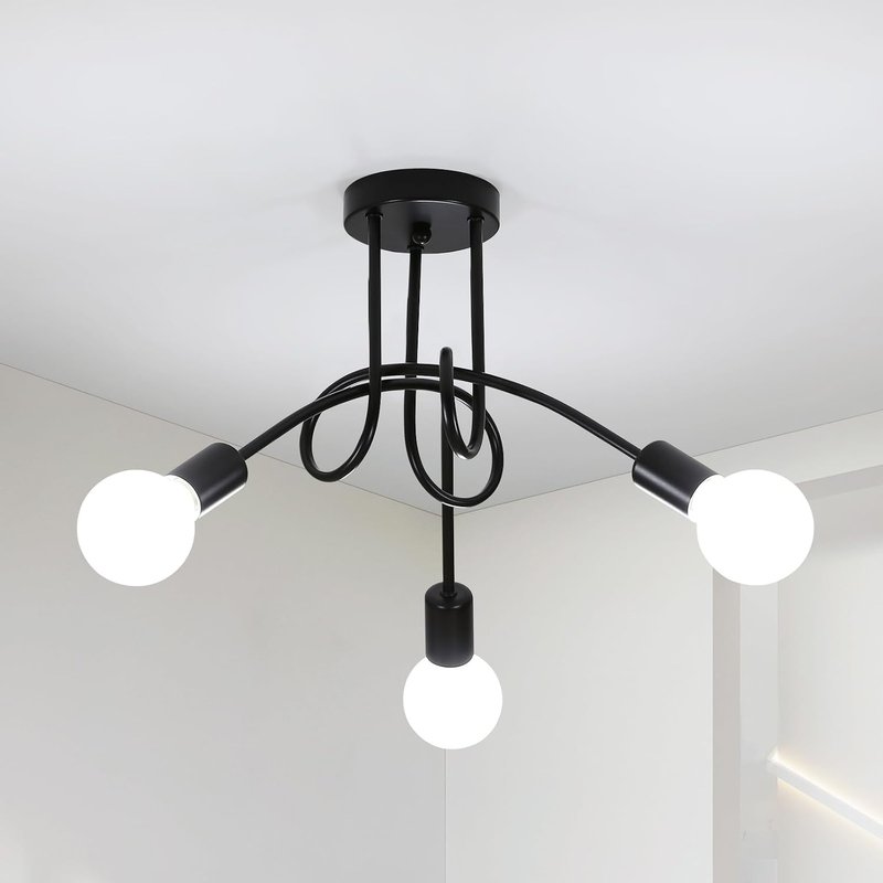 Toolight Comely Vintage Chandelier, E27 3-Light Industrial Ceiling Light, LED Ceiling Lights for Living Room, Bedroom, Dining Room, Closet, and Hallway, Black, Ø40cm (Bulbs not Included)