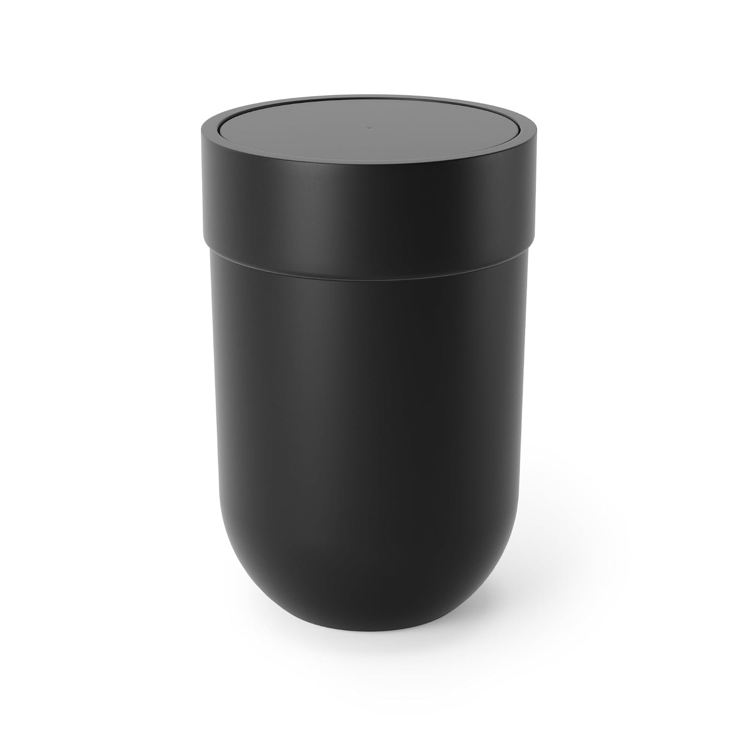 Umbra Touch Trash Can, Small 1.6-Gallon Garbage Bin with Swing Lid, Waste Basket for Bathroom or Office, Black