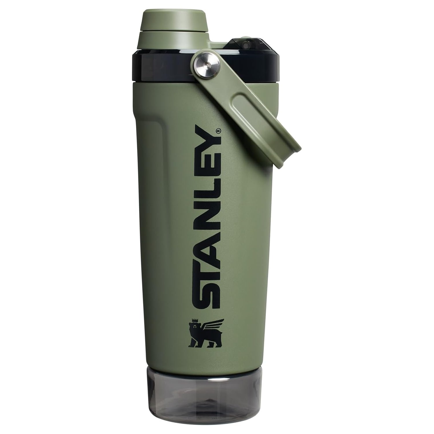 Stanley Activate Shaker Bottle 20 oz | Leakproof Insulated Stainless Steel Shaker Cup | Base Storage and Twist On Fast Flow Lid | Protein Shakes and Pre Workout Powder | BPA-Free | Dried Pine