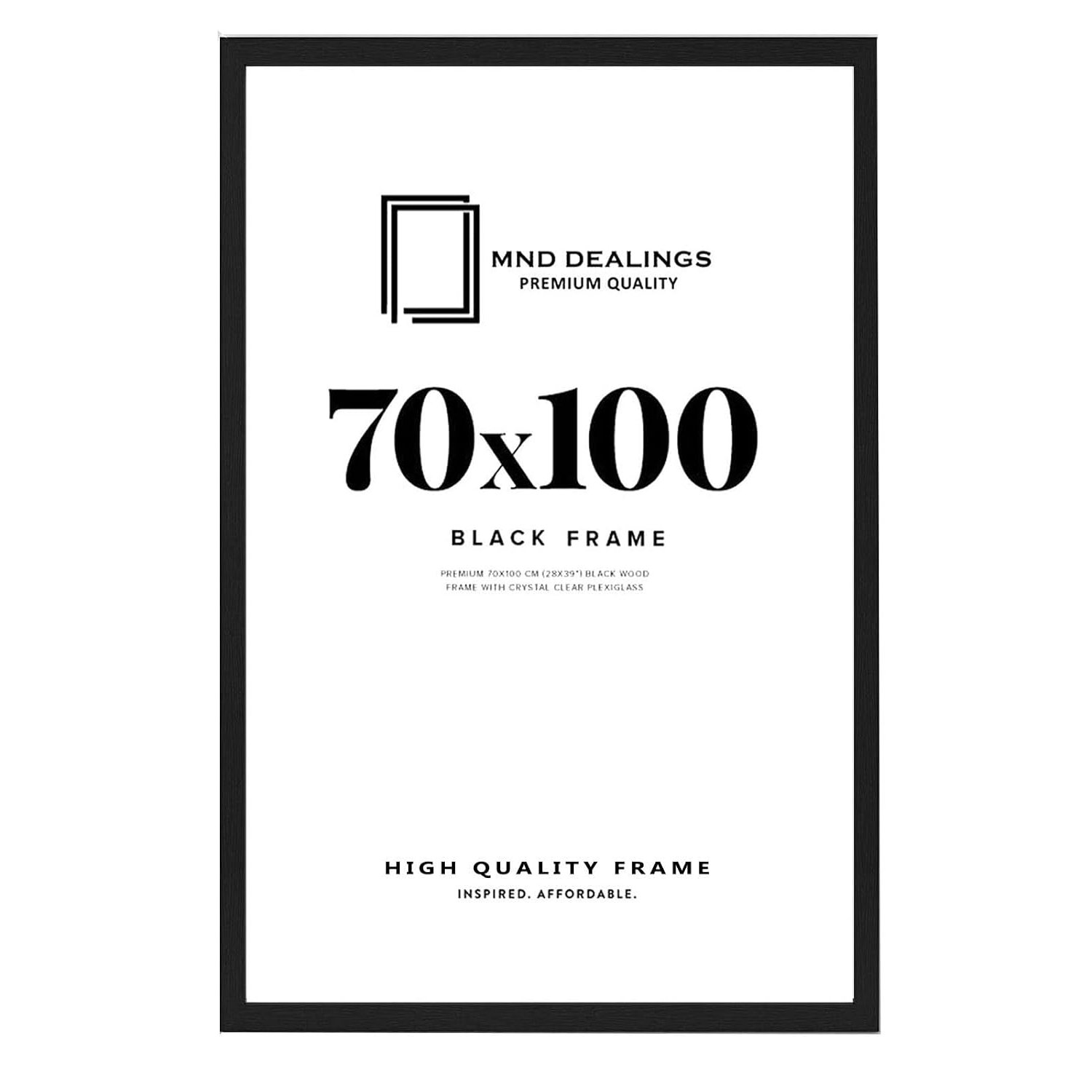 MND Dealings ® Extra Large Wide Black 70 x 100 cm Poster Frames - Horizontal and Vertical -Crystal Clear HD Styrene Home & Office Wall Gallery Décor (27.56" x 39.37" Approx.) - Black