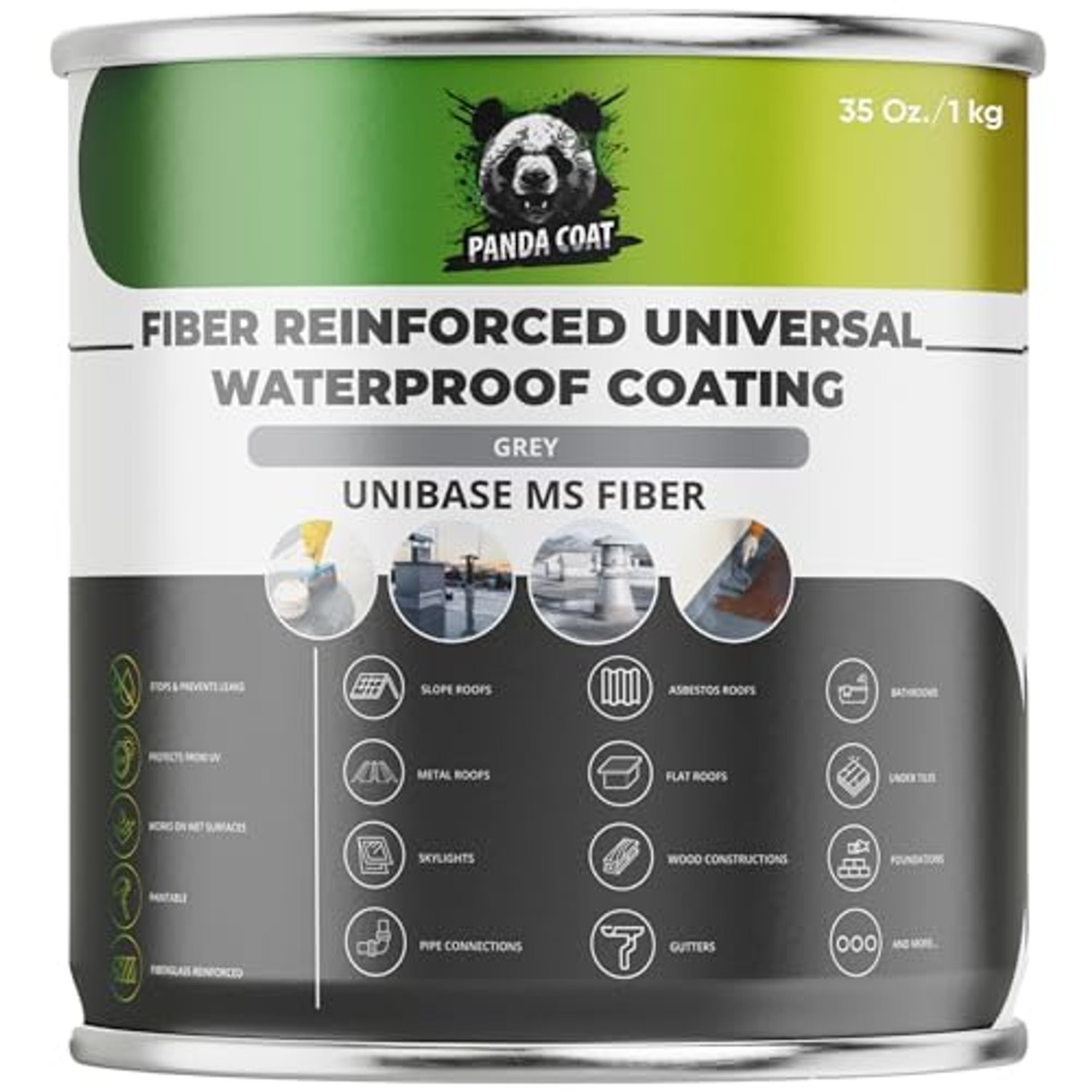 Waterproof Grey Fiber-Reinforced Sealant | Universal Leak Sealer for Roofs, Gutters, Joints & Cracks | Fix & Stop Leak | Strong Waterproof Coating | UniBase MS Fiber | Made in EU (1 kg)