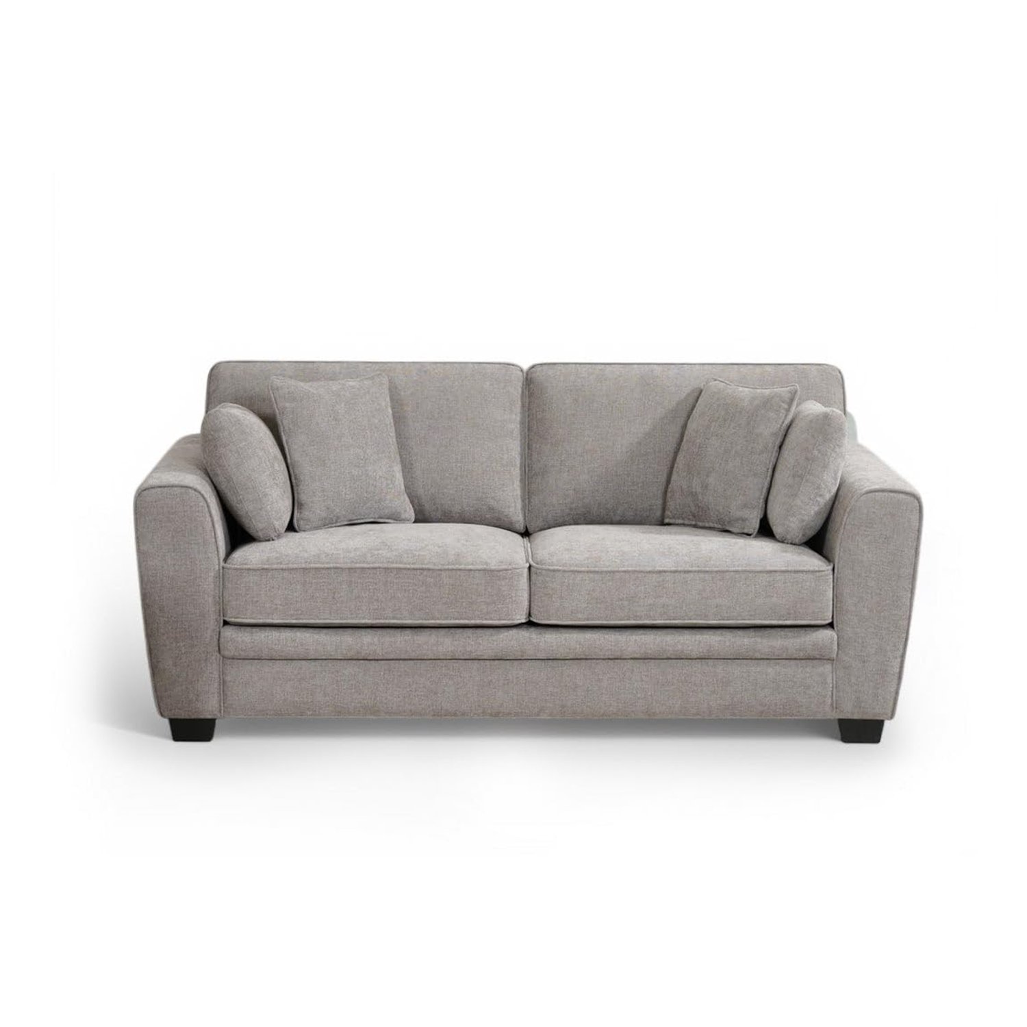Fabric Grey 2 Seater Sofa with Padded Arms│ Durable Woven Chenille Fabric Loveseat│ Comfortable Seat & Back Cushions │ Solid Wood Frame Two Seat Couch For Living Room with Pillows - BERTIE