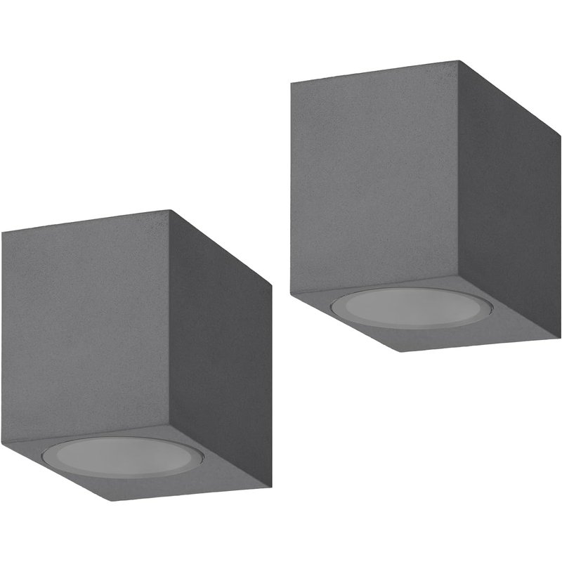Kerry Outside Wall Lights, Outdoor Light Mains Powered, Modern Cube Anthracite Grey Aluminum Downlight, GU10 Socket IP44 Waterproof Exterior Garden Lighting, Downward Electric for Patio, Porch -2 Pack