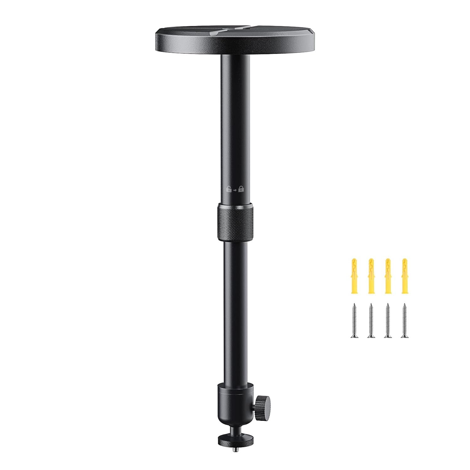 Aurzen Ceiling Projector Mount Bracket, 360° Rotation & 90° Tilt, Adjustable 9"-15" Length, ¼-Inch Screw, Compatible with TMY, HAPPRUN, Yaber, Epson & Most Projectors for Ceiling/Wall Use