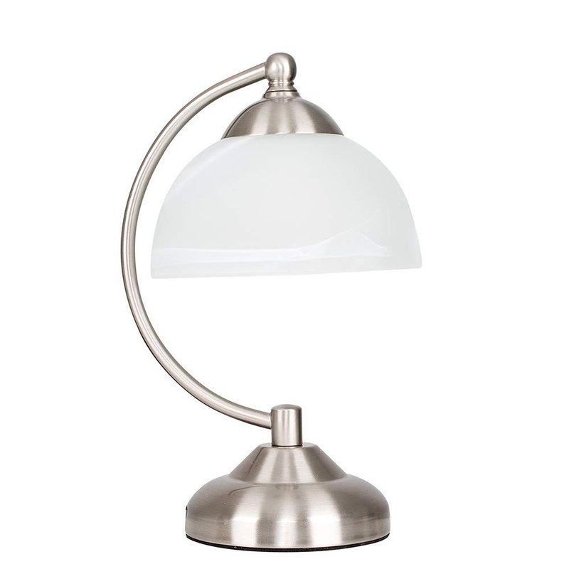 MiniSun | Curved Brushed Chrome & Frosted Glass Bedside Table Lamp | Table Lamps & Home Improvements Essential