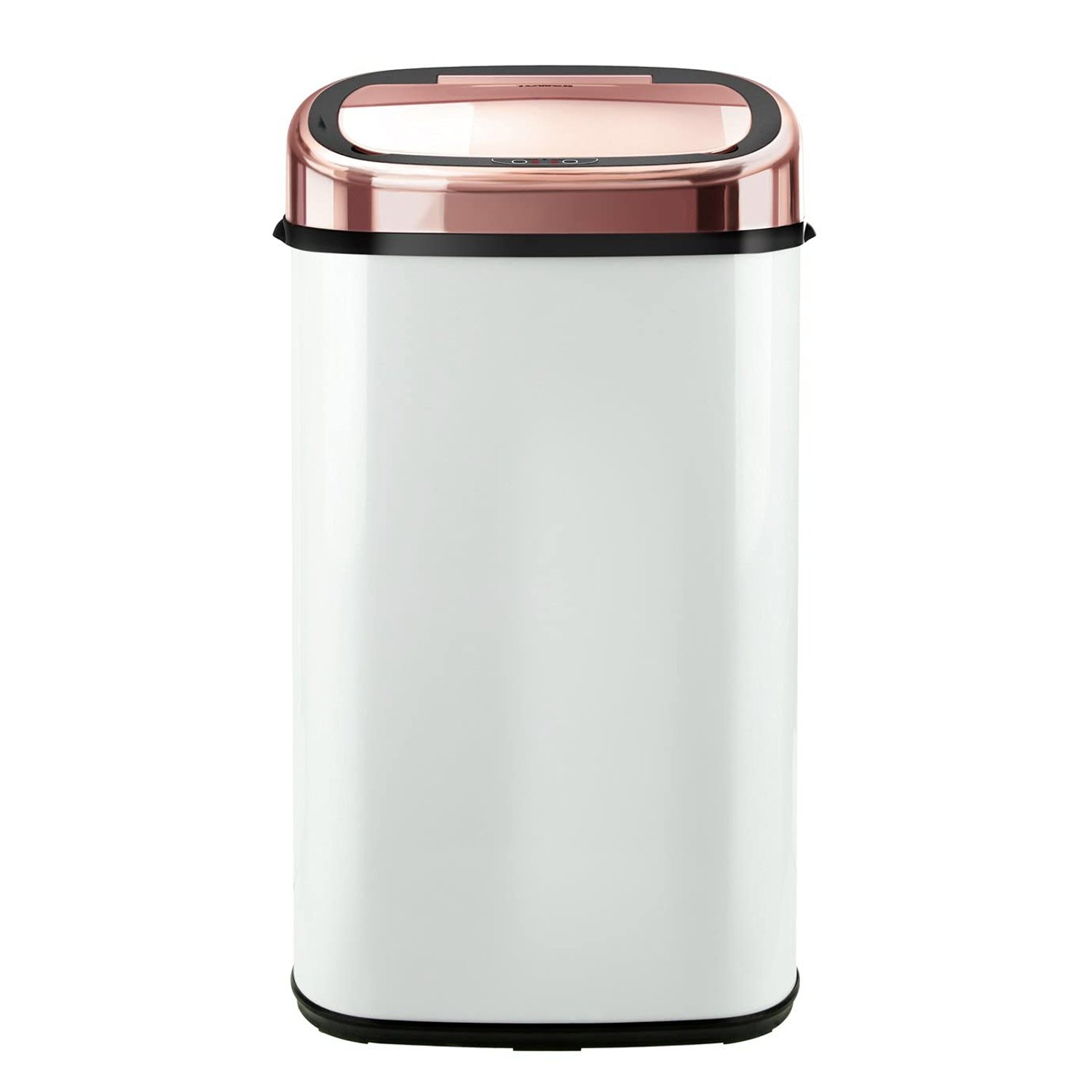 Tower Kitchen Bin with Sensor Lid, Automatic Soft-Close, Manual Override, 58 Litre, White and Rose Gold, T80904RW
